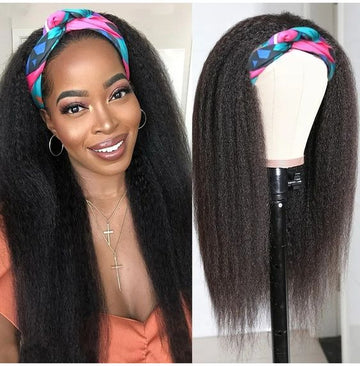 Neobeauty Hair Glueless Human Hair Kinky Straight Headband Wig Yaki Straight Human Hair Wigs